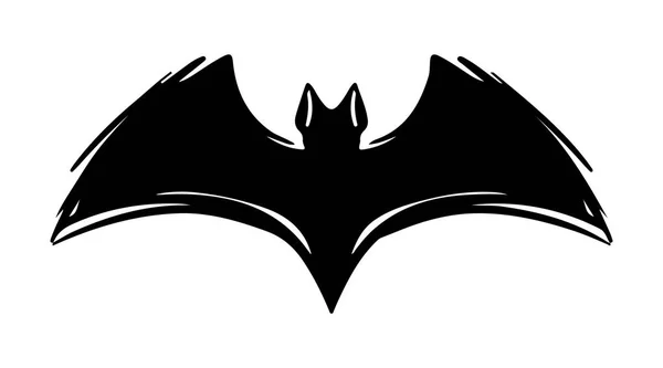 Morcego com asas abertas ilustração silhueta desenhada à mão — Vetor de Stock