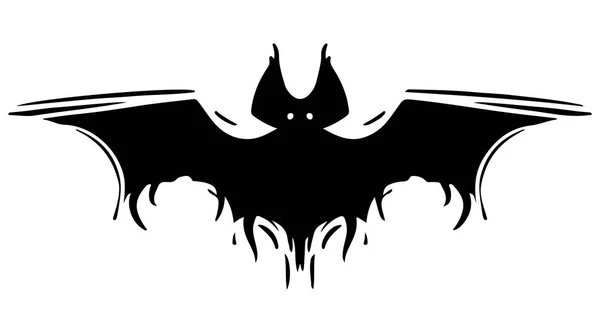 Chauve-souris aux ailes déployées illustration de silhouette dessinée à la main — Image vectorielle