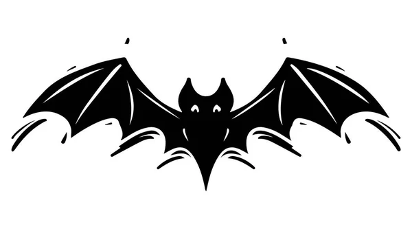 Chauve-souris aux ailes déployées illustration de silhouette dessinée à la main — Image vectorielle