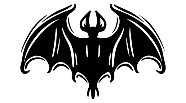 Morcego com asas abertas ilustração silhueta desenhada à mão — Vetor de Stock
