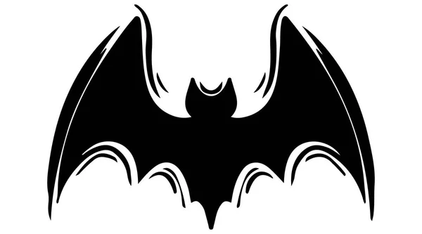 Pipistrello con ali distese disegnato a mano silhouette illustrazione — Vettoriale Stock