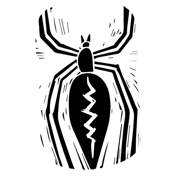 Cheiracanthium el çizilmiş mürekkep siyah siluet çizimi — Stok Vektör