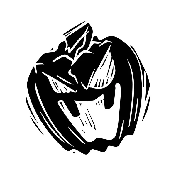 Scary halloween calabaza mano dibujado silueta ilustración — Vector de stock