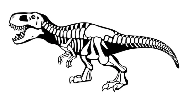 Tyrannosaurus rex os, squelette de dinosaure illustration monochrome — Image vectorielle