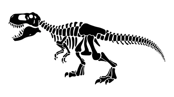 T rex Dinosaurierskelett negative Raum Silhouette Illustration — Stockvektor