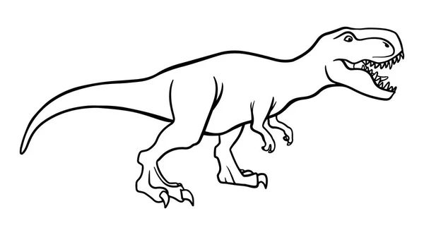 T rex dinozor, tehlikeli soyu tükenmiş yırtıcı anahat illüstrasyon — Stok Vektör