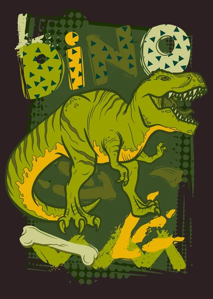 Modèle de bannière dessiné à la main créatif Dino, dinosaure rugissant — Image vectorielle