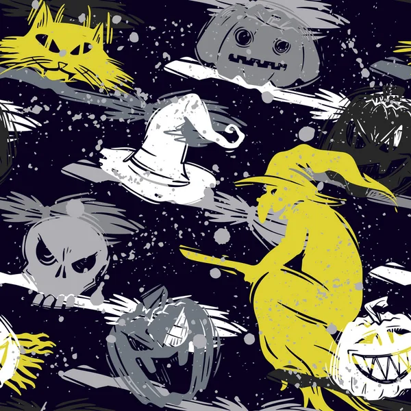 Kızlar, erkekler ve giysiler için soyut, dikişsiz cadılar bayramı deseni. Ürkütücü bir geçmişi var. Tekstil ve kumaş için komik duvar kağıtları. Moda tarzı. Renkli parlak