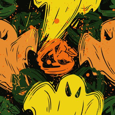 Kızlar, erkekler, kıyafetler için soyut kusursuz cadılar bayramı deseni. Nokta, geometrik figürler tekstil ve kumaş için komik duvar kağıdı ile Yaratıcı arka plan. Moda tarzı. Renkli parlak