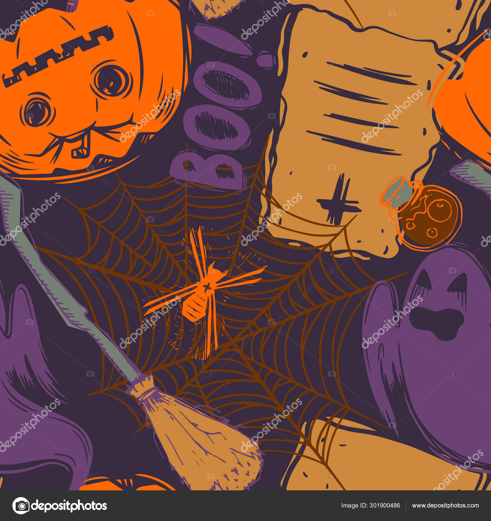 Abstract Seamless Halloween Pattern For Girls Boys Clothes Creative Background With Scary Lement Funny Wallpaper For Textile And Fabric Fashion Style Colorful Bright Vector Image By C Jkazanceva Vector Stock