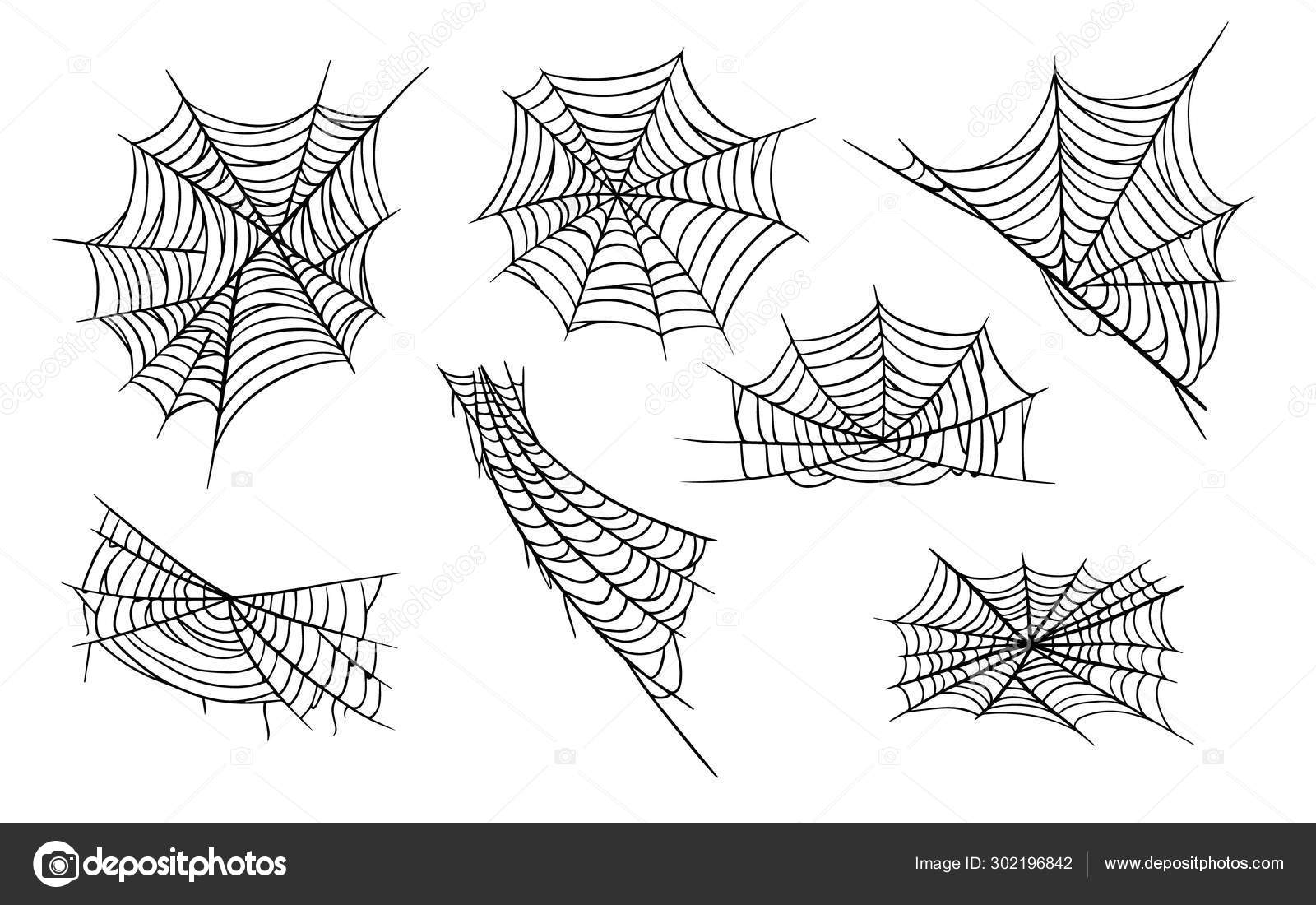 Desenho De Halloween Mão Desenhada Teias De Aranhas Assustadoras