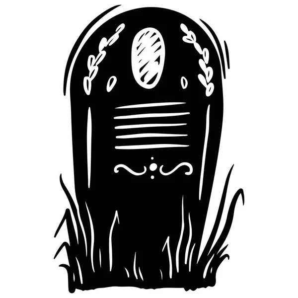Creepy gravsten handritad svart silhuett illustration — Stock vektor
