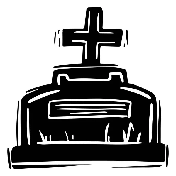 可怕的墓碑手画黑色剪影插图 — 图库矢量图片