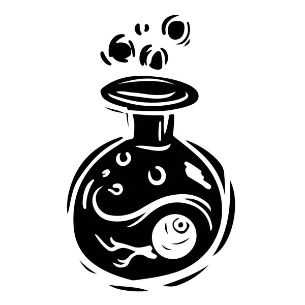 Flasche mit Gift schwarz-weiß handgezeichnete Illustration — Stockvektor