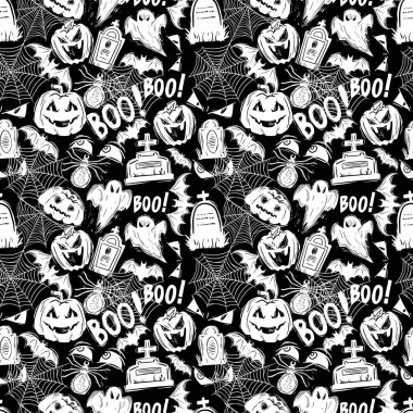 Cadılar Bayramı kaotik el çizimi kusursuz desen