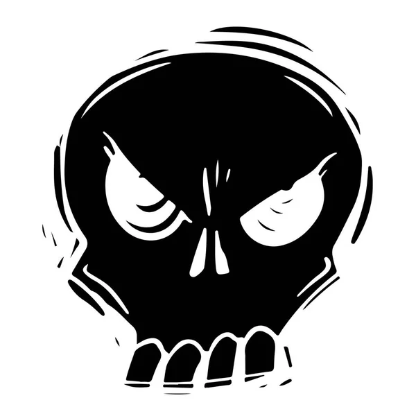 怒りの頭蓋骨黒と白の手描きイラスト — ストックベクタ