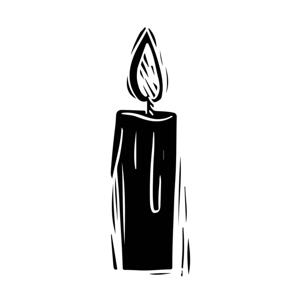 Bougie illustration dessinée à la main noir et blanc — Image vectorielle