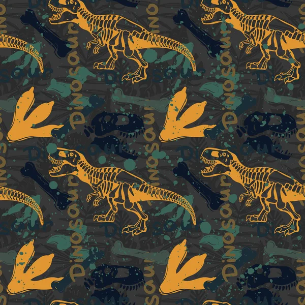 Patrón vectorial sin costura abstracto para niñas, niños, ropa. Fondo creativo con período Jurásico, dinosaurio creativo Fondo de pantalla divertido para textiles y tejidos. Estilo de moda. Colorido brillante — Vector de stock