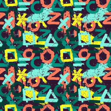 Çeşitli renkli semboller yaratıcı el çizilmiş dikişsiz desen