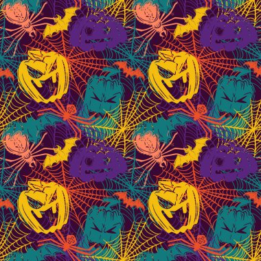 Kızlar, erkekler, kıyafetler için soyut kusursuz cadılar bayramı deseni. Nokta, geometrik figürler tekstil ve kumaş için komik duvar kağıdı ile Yaratıcı arka plan. Moda tarzı. Renkli parlak