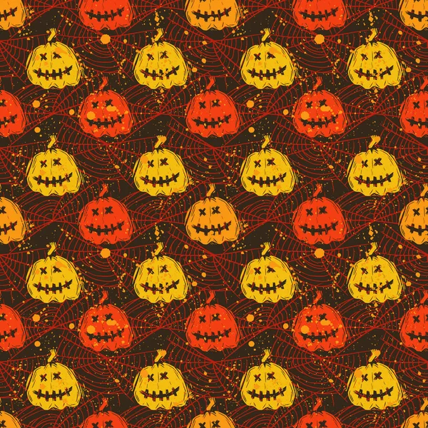 Smiling jack lanterns creative flat seamless pattern — Stock Vector