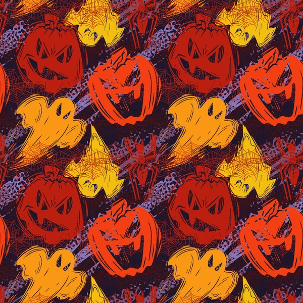 Abstraktní bezešé Halloweenské vzory pro dívky, chlapce, oblečení. Kreativní pozadí s tečkami, geometrickými čísly legrační Tapeta pro textil a tkaniny. Módní styl. Barevná světlá — Stockový vektor