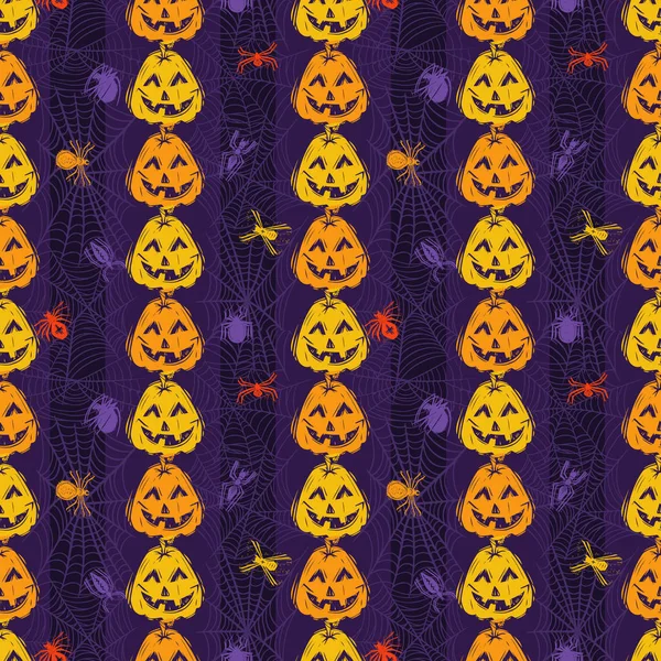 Smiling jack lanterns creative flat seamless pattern — Stock Vector