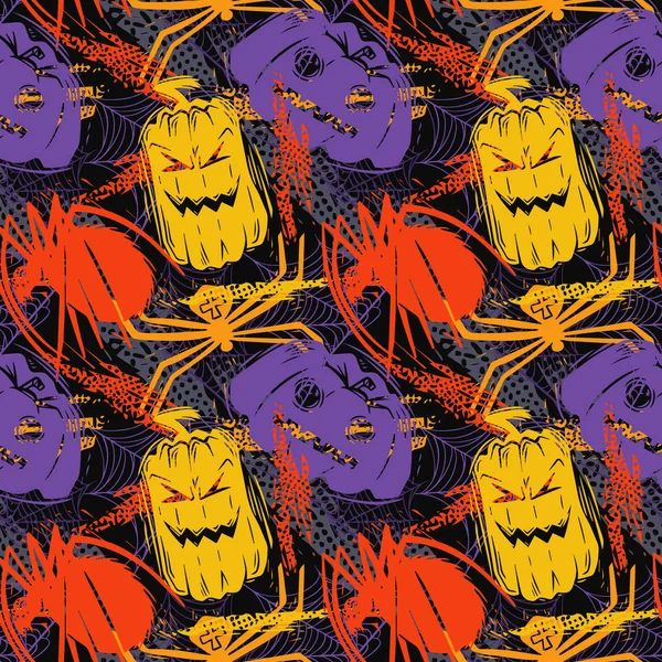 Absztrakt varrás nélküli Halloween mintás lányok, fiúk, ruházat. Kreatív háttér pontok, geometriai adatok vicces tapéta a textil-és szövet. Divatstílus. Színpompás fényes — Stock Vector