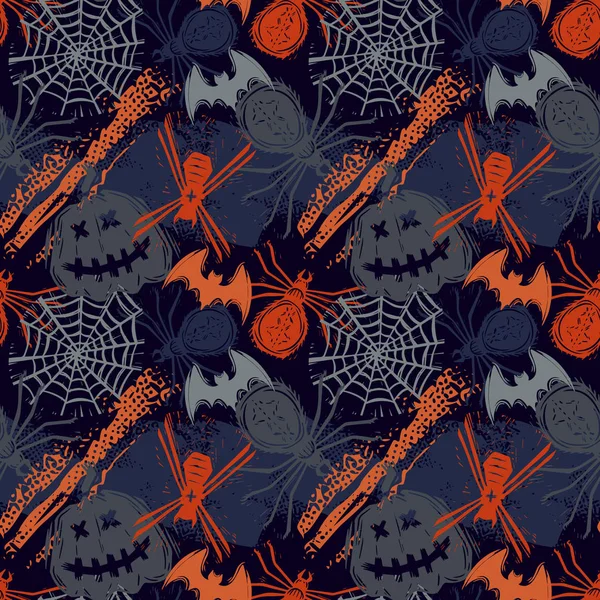 Patrón de Halloween sin costuras abstracto para niñas, niños, ropa. Fondo creativo con puntos, figuras geométricas Fondo de pantalla divertido para textiles y telas. Estilo de moda. Colorido brillante — Vector de stock