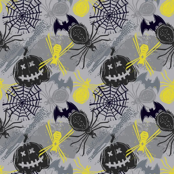 Patrón de Halloween sin costuras abstracto para niñas, niños, ropa. Fondo creativo con puntos, figuras geométricas Fondo de pantalla divertido para textiles y telas. Estilo de moda. Colorido brillante — Vector de stock