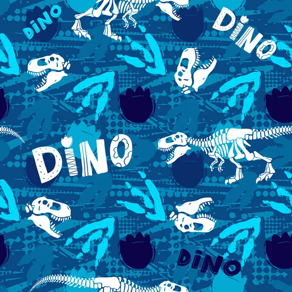 Abstrakt sömlös vektor mönster för flickor, pojkar, kläder. Kreativ bakgrund med juraperioden, dinosaurie kreativ rolig tapet för textil och tyg. Mode stil. Färgglada ljusa — Stock vektor