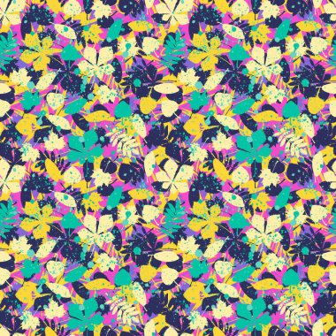 Kızlar, erkekler için giyim için soyut sorunsuz vektör desen. Noktalı, yaprak yaratıcı arka plan. Tekstil ve kumaş için komik duvar kağıdı. Moda stil. Renkli parlak