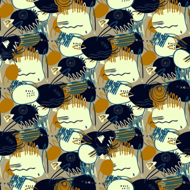 Kızlar, erkekler ve giysiler için soyut, kusursuz vektör deseni. Noktalı, geometrik şekilli yaratıcı arkaplan