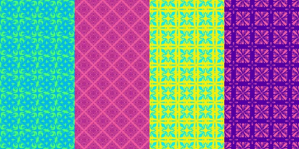 Tuile patchwork lumineux coloré sans couture avec des motifs islam, arabe, indien, ottoman. Carreaux de poterie Majolica. — Image vectorielle