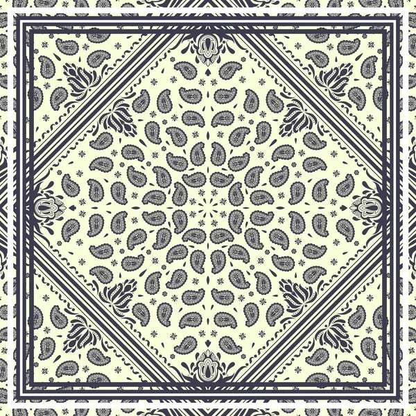 Modèle sans couture basé sur l'ornement carré paisley Bandana Print pour les garçons et les filles. Meilleur motif pour imprimer sur tissu ou pappeur — Image vectorielle