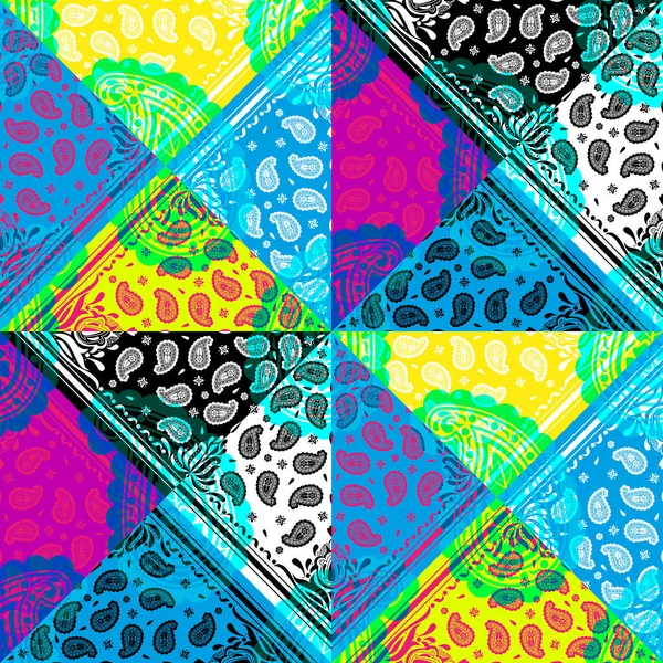 Sømløst mønster basert på firkantet pyntepaisley Bandana Print for gutter og jenter. Beste motiv for trykk på stoff eller papp – stockvektor