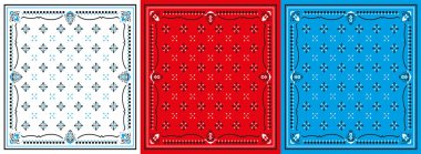 Erkekler ve kızlar için Bandana Print 'in kare süslemesine dayalı kusursuz desenler. Kumaş veya kağıt üzerine baskı yapmak için gerekçe