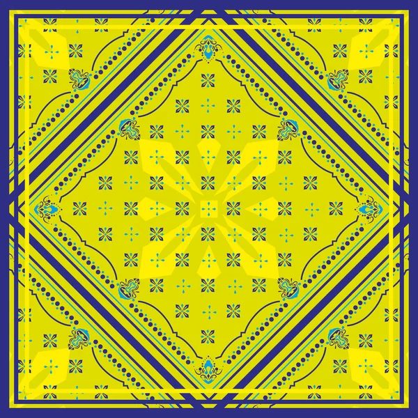 Nahtloses Muster mit quadratischem Ornament Bandana Print für Jungen und Mädchen. Motiv für Druck auf Stoff oder Papper — Stockvektor