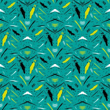 Kızlar, erkekler ve giysiler için soyut, kusursuz desenler. Noktalı, benekli yaratıcı bir arka plan. Tekstil ve kumaş için komik duvar kağıtları. Moda tarzı. Renkli parlak