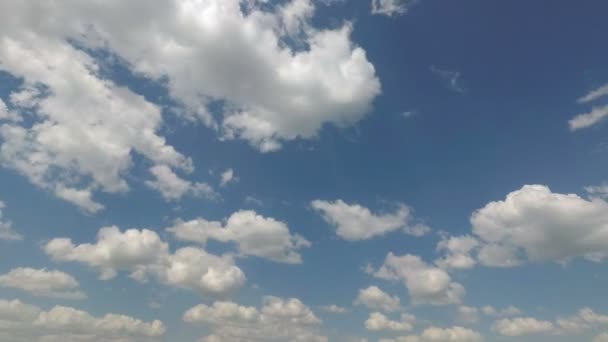 Verkeer van witte wolken tegen een blauwe hemel. — Stockvideo