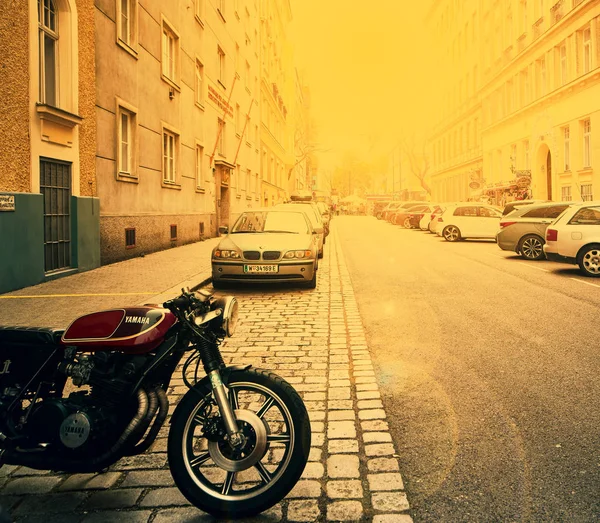 Vienna Austria April 2018 Motorcycle Parked City Street — Stock Photo, Image