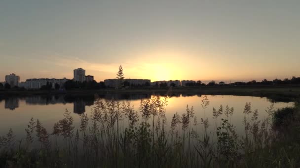 戈梅利, 白俄罗斯。黎明时分太阳升起在城市. — 图库视频影像