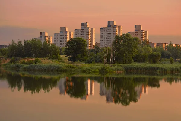 Gomel Belarus Şafakta Gölü Nün Panoramik Görünümü — Stok fotoğraf