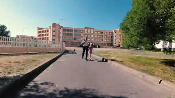 Homel Wit Rusland Juni 2018 Hoge Schoolgebouw Weg Naar School — Stockvideo