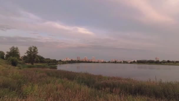 Gomel Belarus Tiempo Pasa Vista Panorámica Ciudad Atardecer — Vídeo de stock