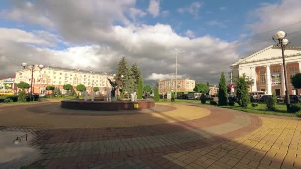 Homel Wit Rusland Juli 2018 Fontein Het Stationsplein — Stockvideo