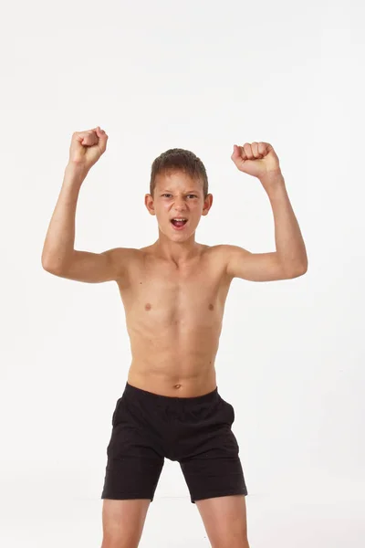 Teenager Muscles Emotions Winner — Stock Photo, Image