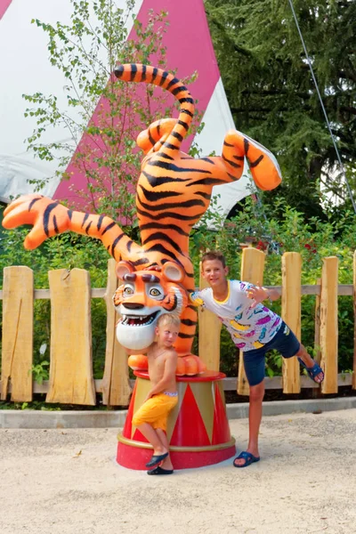 Verona Italy August 2018 Leoland Amusement Park Children Play Small — Stock Photo, Image