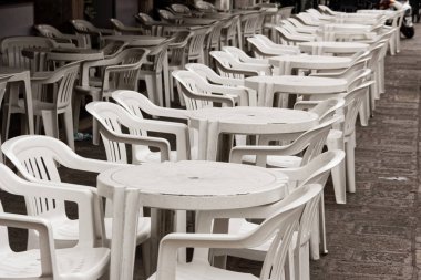 Chioggia, İtalya-Ağustos 26, 2018: İl, Venedik Cafe sokakta