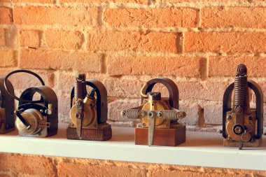 Montagnana, İtalya 27 Ağustos 2018: Retro otomobil Oto parçaları topluluğu